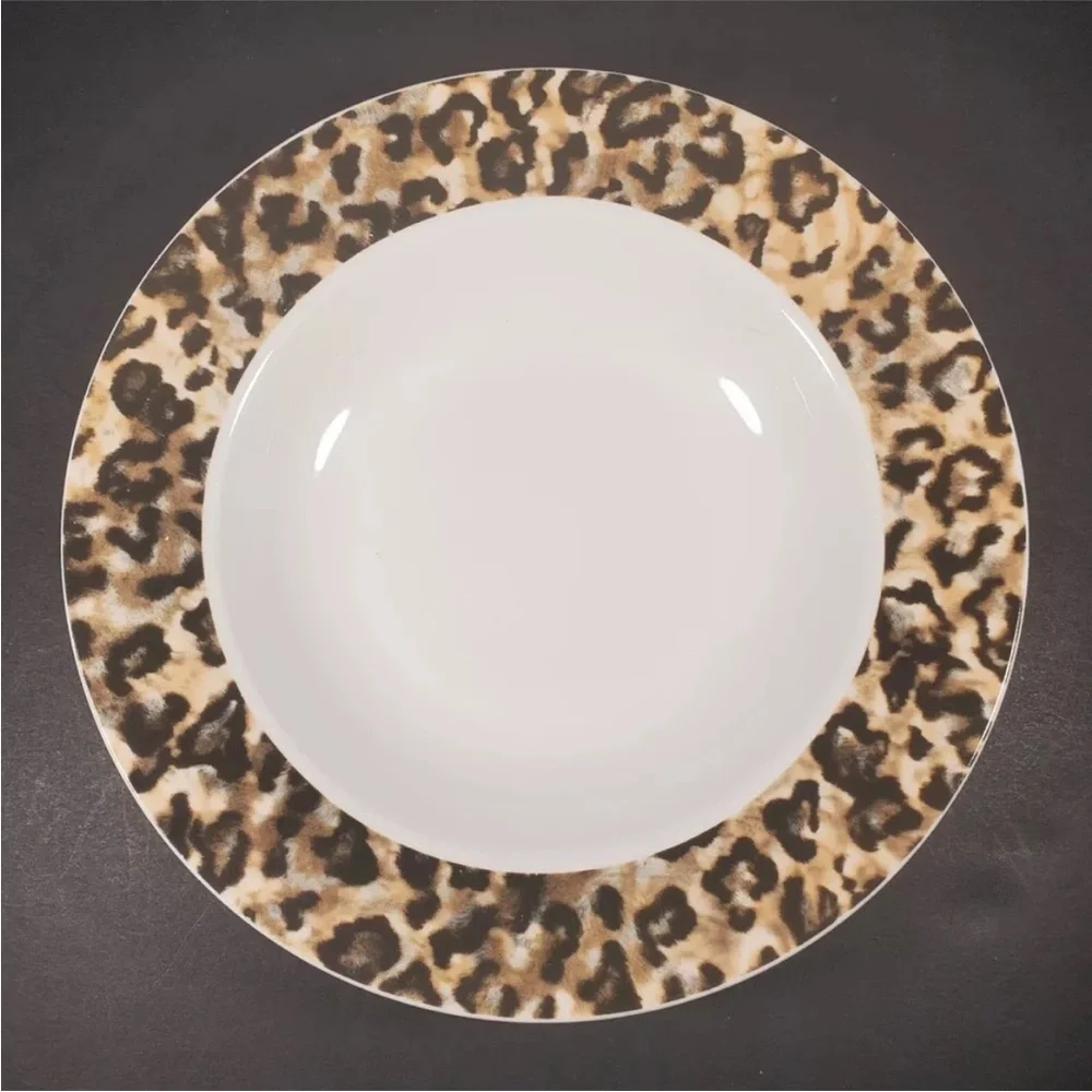 Tienshan Leopard animal print safari fine China soup cereal salad bowl 8.5”